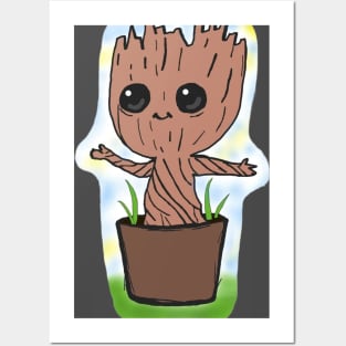 Baby Groot in a Pot Posters and Art
